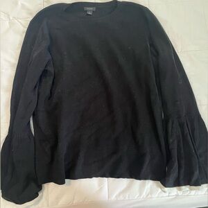 Black Halogen Sweater with Bell Sleeves and White Trim